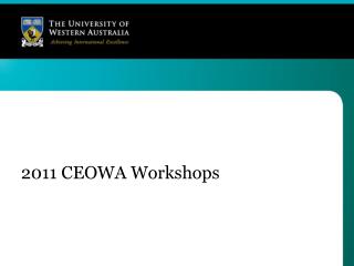 2011 CEOWA Workshops