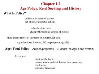 Chapter 1,2 Agr Policy, Rent Seeking and History