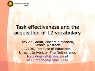 Task effectiveness and the acquisition of L2 vocabulary