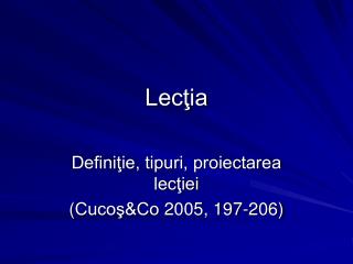 Lecţia