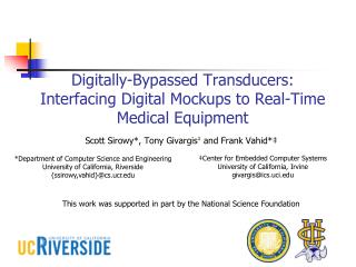Digitally-Bypassed Transducers: Interfacing Digital Mockups to Real-Time Medical Equipment