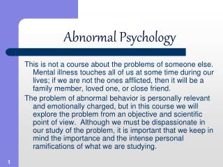 Abnormal Psychology