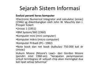 Sejarah Sistem Informasi