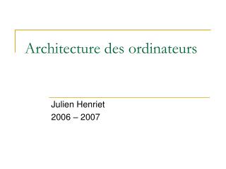 Architecture des ordinateurs