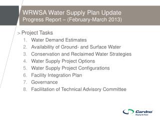 WRWSA Water Supply Plan Update Progress Report – (February-March 2013)