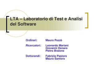 LTA – Laboratorio di Test e Analisi del Software