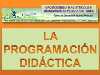 LA PROGRAMACIÓN DIDÁCTICA