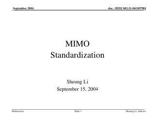 MIMO Standardization