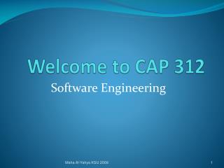 Welcome to CAP 312