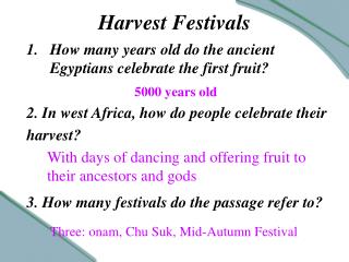 Harvest Festivals