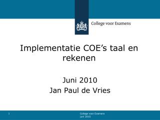 Implementatie COE’s taal en rekenen