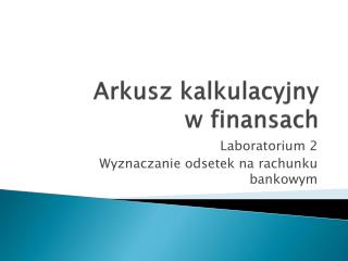 Arkusz kalkulacyjny w finansach