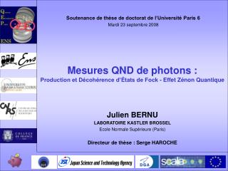 Mesures QND de photons : Production et Décohérence d’États de Fock - Effet Zénon Quantique