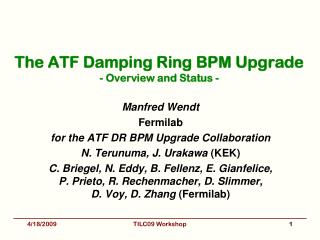 The ATF Damping Ring BPM Upgrade - Overview and Status -