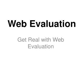 Web Evaluation