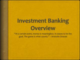 Investment Banking Overview