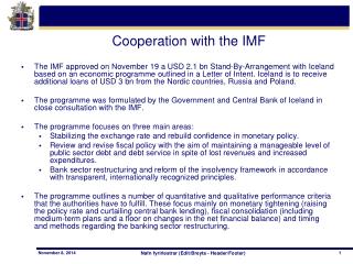 Cooperation with the IMF