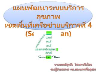 แผนพัฒนาระบบบริการสุขภาพ เขตพื้นที่เครือข่ายบริการที่ 4 (Service Plan)