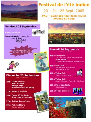 Samedi 24 Septembre ~~~~~~~~~~ 14h : Volley-Ball