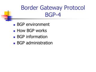 Border Gateway Protocol BGP-4
