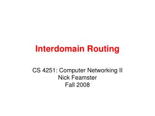 Interdomain Routing