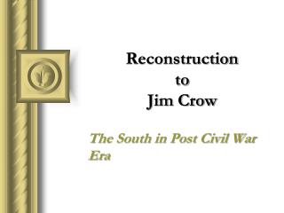 Reconstruction to Jim Crow