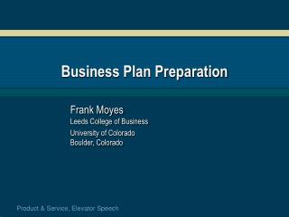 Business Plan Preparation