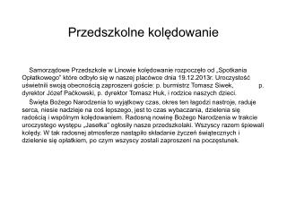 Przedszkolne kolędowanie