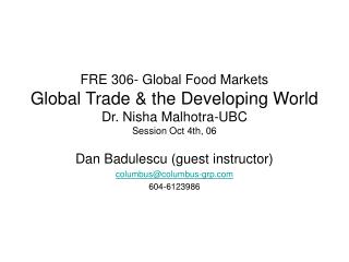 Dan Badulescu (guest instructor) columbus@columbus-grp 604-6123986