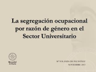 La segregación ocupacional por razón de género en el Sector Universitario