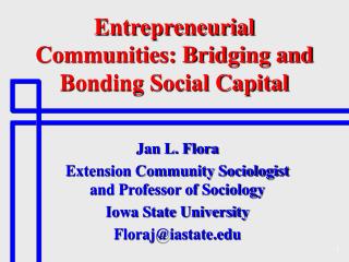 Entrepreneurial Communities: Bridging and Bonding Social Capital