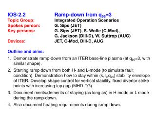 IOS-2.2 Ramp-down from q 95 =3 Topic Group: 		Integrated Operation Scenarios