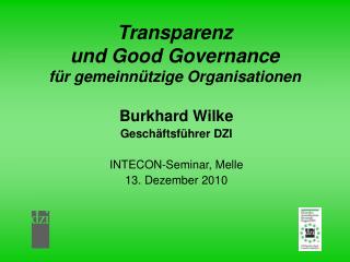 Transparenz und Good Governance für gemeinnützige Organisationen