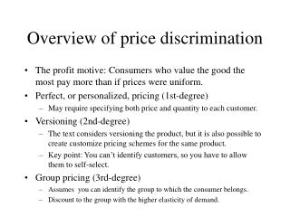 Overview of price discrimination