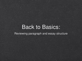 Back to Basics: