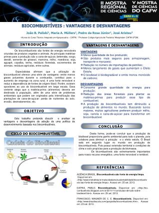 BIOCOMBUSTÍVEIS : VANTAGENS E DESVANTAGENS
