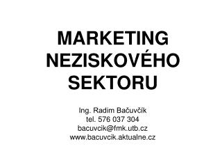 MARKETING NEZISKOVÉHO SEKTORU