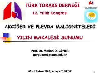 TÜRK TORAKS DERNEĞİ 12. Yıllık Kongresi