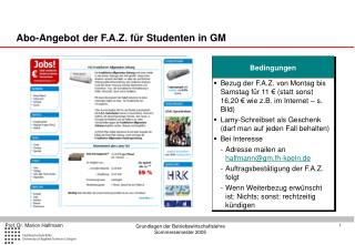 Abo-Angebot der F.A.Z. für Studenten in GM