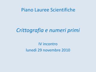 Crittografia e numeri primi