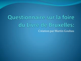 Questionnaire sur la foire du Livre de Bruxelles: