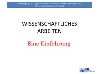 WISSENSCHAFTLICHES ARBEITEN