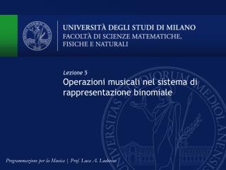 Operazioni musicali nel sistema di rappresentazione binomiale