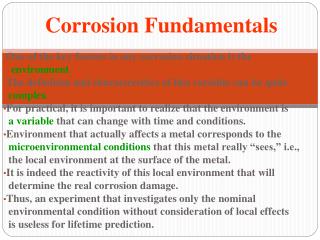 Corrosion Fundamentals