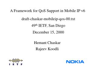 A Framework for QoS Support in Mobile IP v6