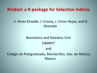 Rindsel : a R package for Selection Indices