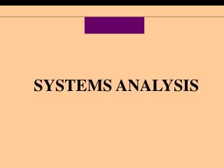 SYSTEMS ANALYSIS