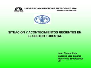 SITUACION Y ACONTECIMIENTOS RECIENTES EN EL SECTOR FORESTAL
