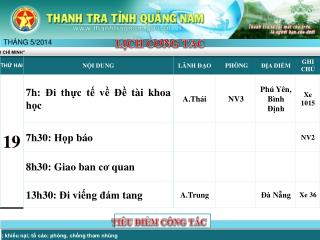 LỊCH CÔNG TÁC