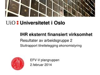 IHR eksternt finansiert virksomhet